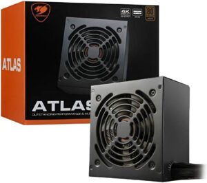 Cougar Atlas 650W ATX Power Supply, 80 Plus Bronze Certified Power Supply, Non-Modular, 650W Total Output, Ultra Durable 105° Japanese Standby Capacitors, 120MM Silent Fan, Black