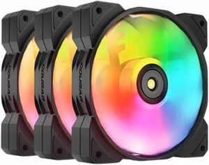 Cougar MHP120 PWM 120MM HDB Cooling ARGB Fan, With 5V-ARGB Header, 600-2000RPM Speed, 3 Pin ARGB Interface, Anti Vibration Damper, ARGB Motherboard Sync, 3 Pack