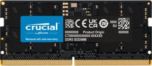 Crucial 16GB DDR5 4800 MHz SO-DIMM Laptop Memory Module, 4800 MHz Clock Speed, CL40 CAS Latency, Unbuffered, Non-ECC, 1.1 Voltage, 262-Pin SO-DIMM, Black