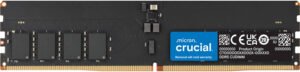 Crucial DDR5 CUDIMM Desktop Memory, 16GB Capacity, 6400MHz Memory Speed, CL52 CAS Latency, 1.1 Voltage, On-Die ECC & Unbuffered, Black