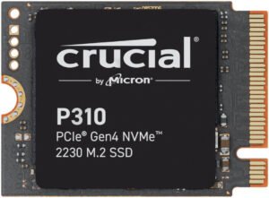 Crucial P310 1TB PCIe Gen4 NVMe 2230 M.2 Internal SSD, Up to 6000 Mb/s Sequential Write & 7100 Mb/s Sequential Read, 220 TBW SSD Endurance, Black