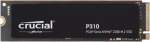 Crucial P310 1TB PCIe Gen4 NVMe 2280 M.2 SSD, PCIe Gen 4 x4 speeds 7100MB/s Read, 6000MB/s Write, M.2 2280 Form Factor, 1TB Capacity