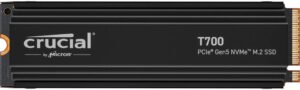 Crucial T700 4TB PCIe Gen5 NVMe M.2 Internal SSD with Heatsink, Up to 11700MB/s Read & 9500MB/s Write Speed, 232-layer TLC NAND, Up to 600TB, 1.5 Million Hrs MTTF, Black