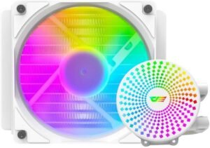 DarkFlash Radiant DC 120 ARGB Liquid CPU Cooler, Supports Both Intel and AMD, 330mm Pipe Length, 3200 RPM Speed, 84.2CFM Airflow, 7.20W Power Consumption, White