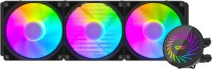 DarkFlash Radiant DCS 360 RGB Liquid CPU Cooler, 360mm Radiator, 120mm RGB Fan, 800~2000 rpm Fan Speed, 84.2CFM Airflow, Supports ARGB Light Sync, Support Intel & AMD Sockets, Black