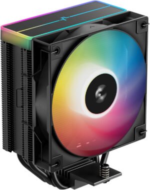 DeepCool AG400 BK ARGB V2 CPU Cooler, 2100 RPM Fan Speed, 75.89 CFM Fan Airflow, Hydro Bearing Type,Balanced Bidirectional Heat Pipe Technology, Black