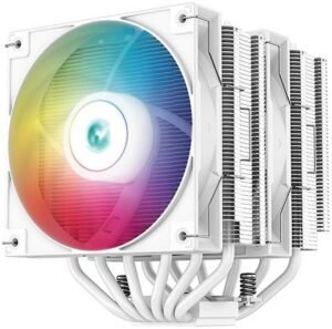 DeepCool AG620 ARGB Dual-Tower 120mm CPU Cooler, 260W Cooling Power, 300-1850 RPM High Efficiency Fans, 67.88 CFM Airflow, Intel LGA2066/2011-v3/2011/AM5/AM4 , White