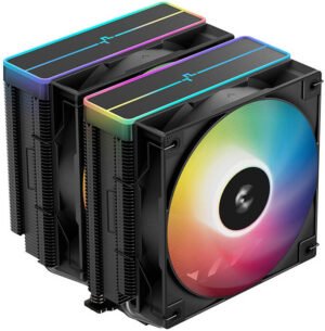 DeepCool AG620 ARGB Dual-Tower 120mm CPU Cooler, Addressable RGB LED, 260W Cooling Power, 300-1950 RPM RPM High Efficiency Fans, 67.88 CFM Airflow, Black