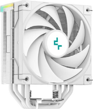 DeepCool AK400 DIGITAL WH Single-Tower CPU Air Cooler, 120mm FDB PWM Fan, 1850 RPM Speed & 68.99 CFM Airflow, Digital Statues Display, 4 HeatPipes, TDP 220W, ARGB LED Strips, White