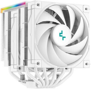 DeepCool AK620 DIGITAL CPU Air Cooler, Dual-Tower Heatsink Design, 120mm Fan, 1850 RPM Speed & 68.99 CFM Airflow, 6 Copper Heatpipes, Digital Status Screen, ARGB LED Strips, White