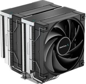 DeepCool AK620 High Performance Dual Tower CPU Cooler, 500-1850 RPM Fan Speed, 68.99 CFM Airflow, 4 Pin PWM Connector, Fluid Dymanic Bearing, 12 VDC Voltage, Black