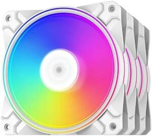 DeepCool CF120 Plus 3 Pack RGB 120mm Fan, Addressable RGB LED Lighting ,120mm PWM Fan, 3 Pack, White