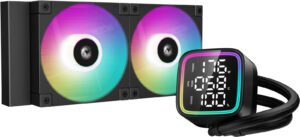 DeepCool LD240 Optimized 240mm Liquid CPU Cooler with Multiline LED Digital Display, Real-Time CPU Status, 2x 120mm FD12 ARGB Fans, 2400 RPM Fan Speed, 72.04 CFM Airflow, Black