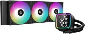 DeepCool LD360 Optimized 360mm Liquid CPU Cooler with Multiline LED Digital Display, Real-Time CPU Status, 3x 120mm FD12 ARGB Fans, 2400 RPM Fan Speed, 72.04 CFM Airflow, Black