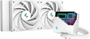 DeepCool LT520 WH High Performance Liquid CP Cooler, 240mm Radiator, 2x FK120 Fans, 500-2250 RPM Fan Speed, 3100 RPM Pump Speed, Fluid Dynamic Bearing, ARGB LED Lights, White