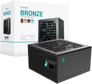 DeepCool PF600X Non-Modular Power Supply, 600W Power, ATX12V V2.52, 80 PLUS Bronze Efficiency, 120mm Longlife HYB Fan, Taiwanese + Japanese Electrolytic Capacitors, Black