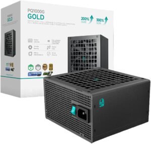 DeepCool PQ1000G Fully Modular Power Supply, 1000W Power, 80 PLUS Gold Efficiency, Fluid Dynamic Bearing Fan, Full Japanese Electrolytic Capacitors, ATX12V V3.1 Type, Black