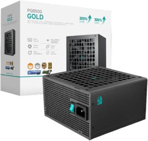 DeepCool PQ850G Fully Modular Power Supply, 850W Power, 80 PLUS Gold Efficiency, Fluid Dynamic Bearing Fan, Full Japanese Electrolytic Capacitors, ATX12V V3.1 Type, Black