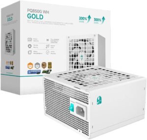DeepCool PQ850G Fully Modular Power Supply, 850W Power, 80 PLUS Gold Efficiency, Fluid Dynamic Bearing Fan, Full Japanese Electrolytic Capacitors, ATX12V V3.1 Type, White