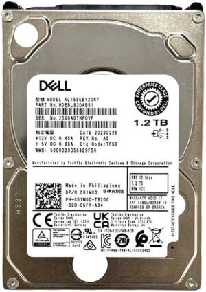 Dell HDEBL82DAB51 512n 1.2TB SAS12Gbps 2.5" Enterprise Internal HDD, 234 Mbps Data Transfer Speed, 10000 RPM Speed, 128 MB Cache Memory, 2,000,000 Hours MTBF
