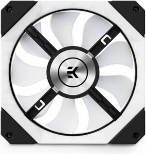 EKWB EK-Quantum Impulse 120 D-RGB 120mm Computer Cooling Fan, Addressable RGB LED MagLev Fans, 1800 RPM Speed, 57.5CFM Airflow, 24.3dBA Nosie Level, 4-Pin PWM, Black - White