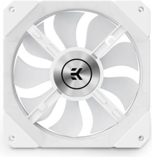 EKWB EK-Quantum Impulse 120 D-RGB 120mm Computer Cooling Fan, Addressable RGB LED MagLev Fans, 400-1800 RPM Speed, 57.5CFM Airflow, 24.3dBA Nosie Level, 4-Pin PWM, White