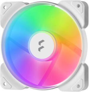 Fractal Aspect 12 RGB 120mm Computer Case Fan, Addressable RGB LED Type, Rifle Bearing, 1200 RPM Fan Speed, 32 CFM Max Airflow, 7 Fan Blades, Single Pack, White