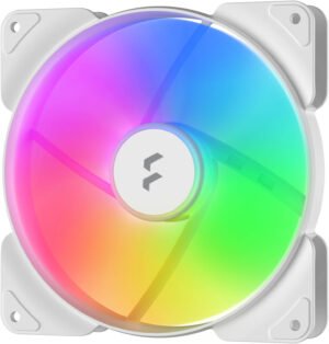 Fractal Aspect 14 RGB 140mm Computer Case Fan, Addressable RGB LED Type, Rifle Bearing, 1000 RPM Fan Speed, 41 CFM Max Airflow, 7 Fan Blades, Single Pack, White