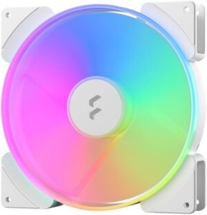 Fractal Design Prisma AL-18 PWM 180mm Addressable RGB LED Bearing Computer Case Fan, High-grade LLS Bearing, 1200 RPM Speed, 146.8 CFM Max Airflow, 7 Blades, White