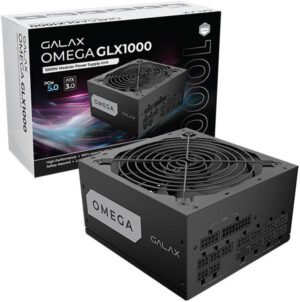 GALAX OMEGA GLX1000 Full-Modular Power Supply, 1000W Power, 80 PLUS Gold Efficiency, Cybenetics Platinum, 105° C-Rated Capacitors, 140mm Fluid Dynamic Bearing, Black