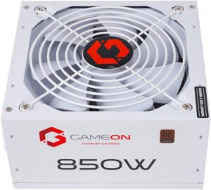 GAMEON - SPY2 ATX 850 WATTS 80 PLUS BRONZE Value Gaming Power Supply, Fully Modular, Double PCB Design, Low Power Consumption, SMD Manufacturing Process Complete protection, White