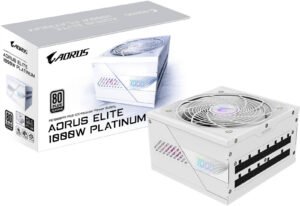 GIGABYTE AORUS ELITE P1000W 80+ Platinum Modular PCIe 5.0 Power Supply, 1000W Power, 80 PLUS Platinum Efficiency, 120mm Fluid Dynamic Bearing Fan, White