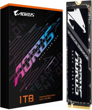 GIGABYTE AORUS Gen4 7300 Internal SSD, 1TB Capacity, Up to 7300 MB/s Read & Up to 6000 MB/s Write Speed, 3D TLC NAND Flash, M.2 2280 Form Factor, PCI-Express 4.0 x4 & NVMe 1.4, Black