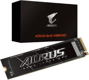 GIGABYTE AORUS Gen5 14000 Internal SSD, 2TB Capacity, PCI-Express 5.0x4, NVMe 2.0 Interface, M.2 2280 Form Factor, Up to 14,500 MB/s Sequential Read & Up to 12,700 MB/s Sequential Write