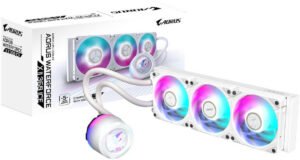 GIGABYTE AORUS WATERFORCE X II 360 ICE, AIO Liquid Cooler With ARGB Fans, 360mm, Rotatable Water Block, Intel 115x,1200,1700 AMD TR4, AM5, AM4, sTR5, White