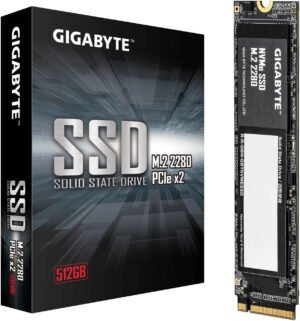 GIGABYTE M.2 2280 Internal SSD, 512GB Capacity, PCI-Express 3.0 x4, NVMe 1.3 Interface, 1900 MB/s Sequential Read & 1200 MB/s Sequential Write, 3D TLC NAND Flash, Black