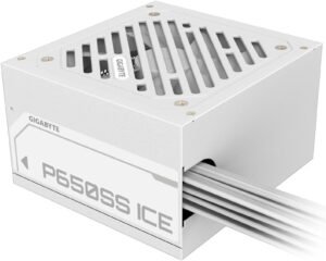 GIGABYTE P650SS Non Modular Power Supply, 650W Power, 80 Plus Silver Efficiency, 120mm Fluid Dynamic Bearing Fan, Intel ATX 3.0 Standard, 0.9 Active PFC, Ice