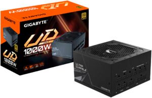 GIGABYTE UD1000GM PG5 1000W Fully Modular PSU, 80 PLUS Gold Certified, 120mm Smart Hydraulic Bearing (Hyb) Fan, Active PFC, Main Japanese Capacitors, Support PCIe Gen 5.0 GPU, Black