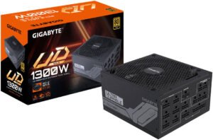 GIGABYTE UD1300GM PG5 1300W Fully Modular PSU, 80 PLUS Gold Certified, 140mm Smart Hydraulic Bearing (Hyb) Fan, Active PFC, Main Japanese Capacitors, Support PCIe Gen 5.0 GPU, Black