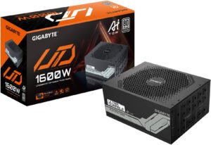 GIGABYTE UD1600PM PG5 AI TOP Fully Modular Power Suppler, 1600W Power, 80 PLUS Platinum Efficiency, 140mm Double Ball Bearing Fan, ATX 12V v3.1, PCIe Gen 5.0, Black