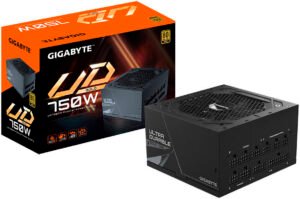 GIGABYTE UD750GM Fully Modular Power Supply, 750W Power, 80 PLUS Gold Efficiency, 120mm Hydraulic Bearing Fan, ATX 12V v2.31, Black
