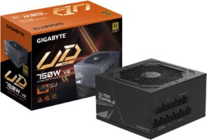 GIGABYTE UD750GM PG5 V2 Fully Modular Power Supply, 750W Power, 120mm Hydraulic Bearing (HYB) Fan, 80 PLUS Gold Efficiency, Active PFC, Black
