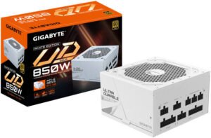GIGABYTE UD850GM PG5W Fully Modular Power Supply, 850W Power, 80 PLUS Gold Efficiency, 120mm Hydraulic Bearing Fan, ATX 12V v3.0, White