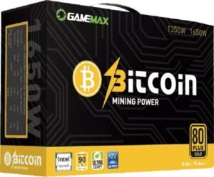 GameMax GM-1350 1350W Bitcoin Mining ATX Power Supply, 87% Efficiency, 80+ Gold, 12V Rail, 140mm Fan Support, 100V-240V, Thermal Control Technology