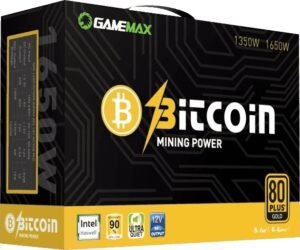 GameMax GM-1650 1650W Bitcoin Mining ATX Power Supply, 80 Plus Gold, 87% Efficiency, 100V-240V Input Range, + 12v1 Rail, 140mm Fan, Active PFC, Black