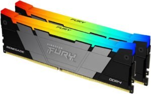 Kingston FURY Renegade DDR4 RGB Memory Kit, 16GB (8GB x2) Capacity, 4000MT/s Memory Speed, CL19 CAS Latency, 1.35 Voltage, 288-Pin, Intel XMP Profile