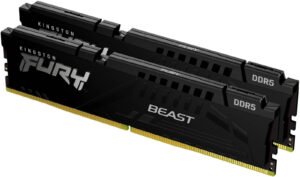 Kingston Fury Beast 16GB (2x8GB) DDR5 Memory, 6000MT/s Frequency, CL30 Latency, Non-ECC DIMM, Kit of 2, 1.4 Voltage, Intel XMP 3.0 & AMD Certified, Black