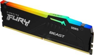 Kingston Fury Beast RGB 16GB DDR5 Desktop Memory, 6000 MHz Memory Speed, CL36 CAS Latency, 288-Pin Kit, Intel XMP 3.0 & AMD EXPO Ready, Black