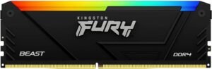 Kingston Fury Beast RGB 32GB DDR4 Single Desktop Memory, 3200MT/s Memory Speed, CL16 CAS Latency, 288-Pin Kit, AMD Ryzen Ready, Intel XMP Certified, Black
