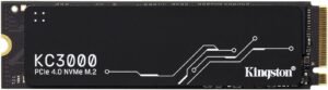 Kingston KC3000 PCIe 4.0 NVMe M.2 Internal SSD, 1TB Capacity, 7,000MB/s Sequential Read & 6,000MB/s Sequential Write Speed, 800TBW, 3D TLC NAND Technology, Single-Sided, Black